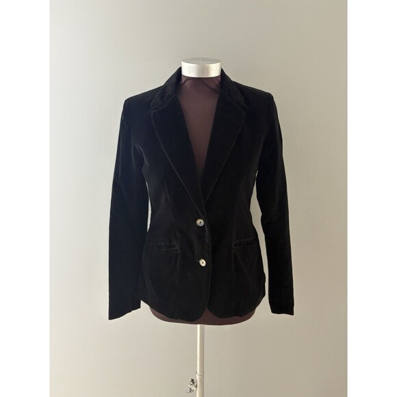 Vintage Black Velvet Blazer Size 9 Two Button Dark Romance GothV Victorian - Picture 2 of 16